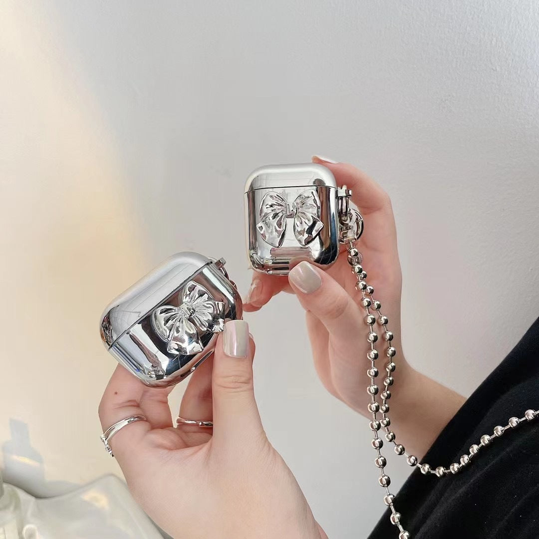 Electroplating Bow Oblique Cross-chain Bluetooth Wireless Earphone Case