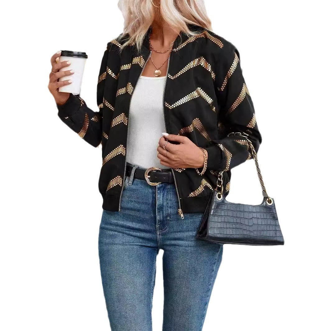Women's Spring Zigzag Gold-printed Jacket