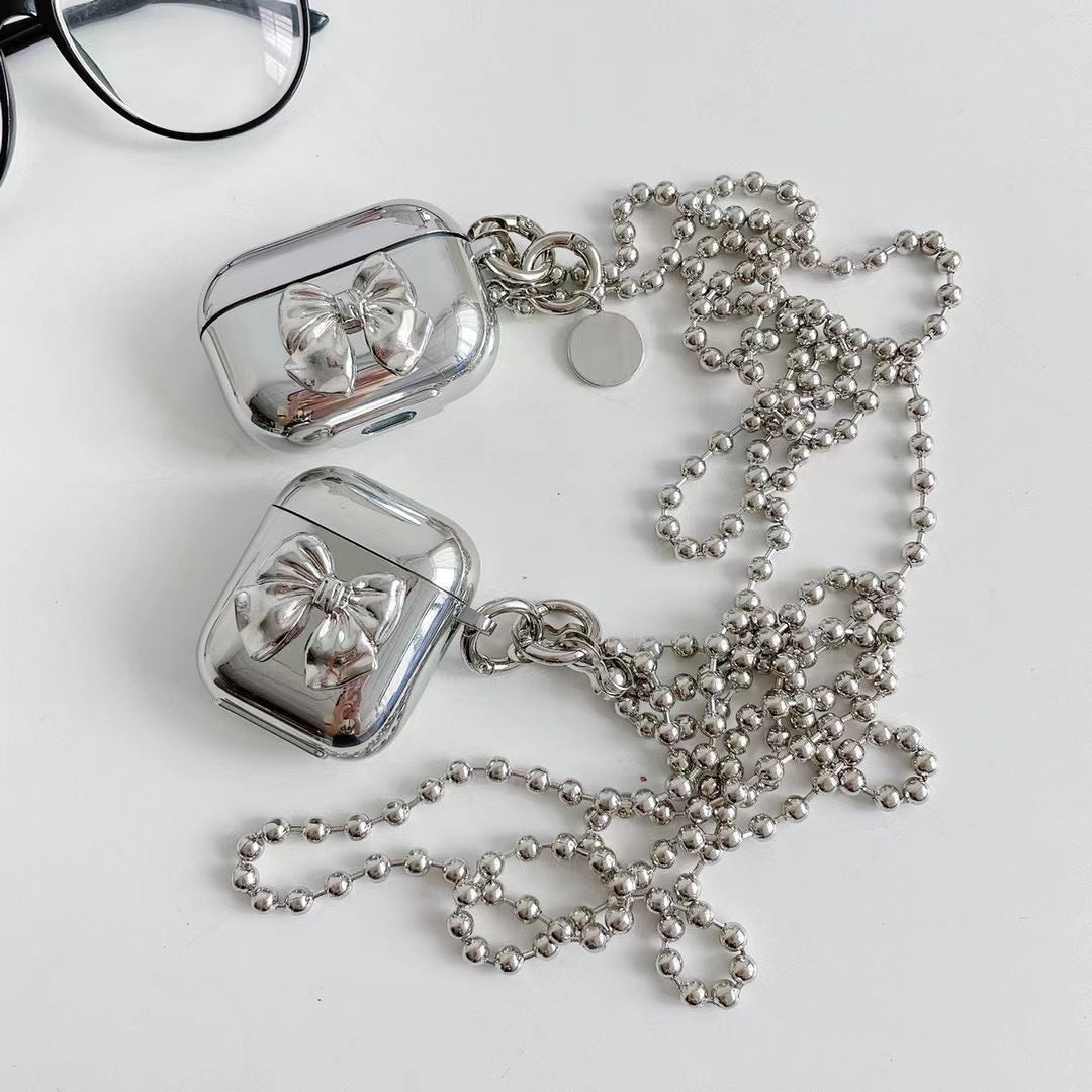 Electroplating Bow Oblique Cross-chain Bluetooth Wireless Earphone Case