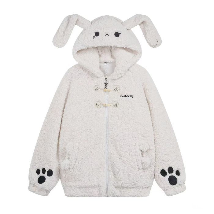 Cute Rabbit Hand Claw Big Ears Lamb Wool Coat