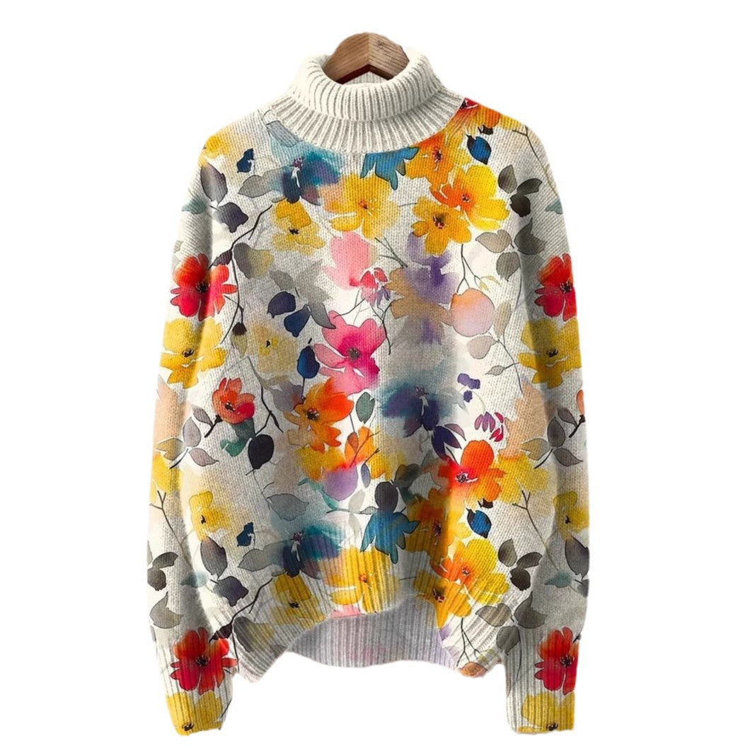 Women's New Floral Print Pullover Sweater