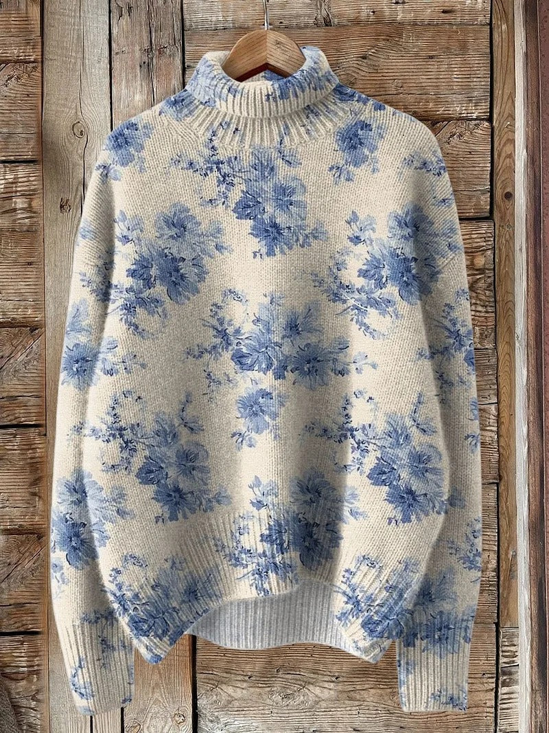 Women's New Floral Print Pullover Sweater