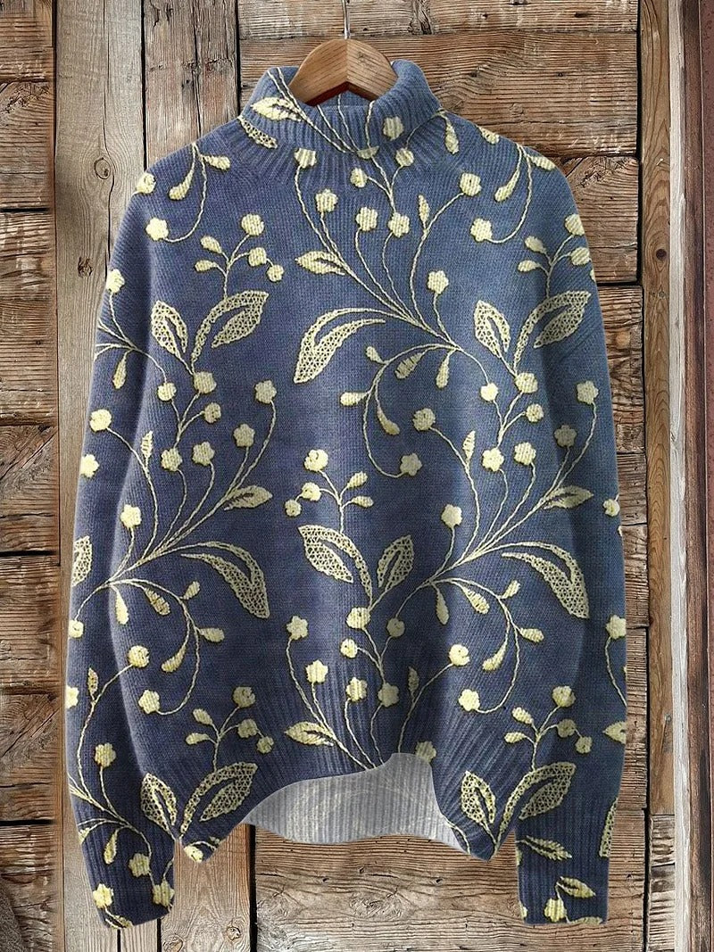 Women's New Floral Print Pullover Sweater
