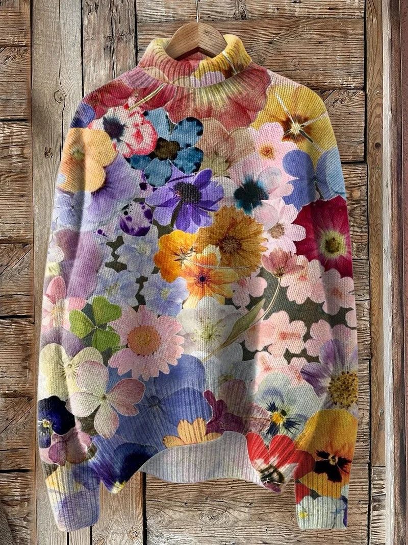 Women's New Floral Print Pullover Sweater