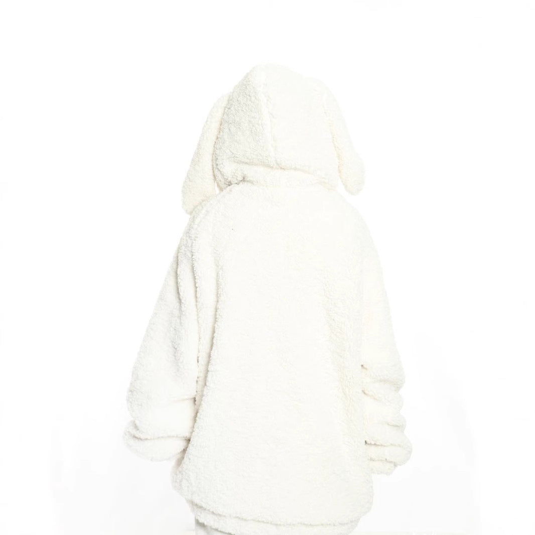 Cute Rabbit Hand Claw Big Ears Lamb Wool Coat