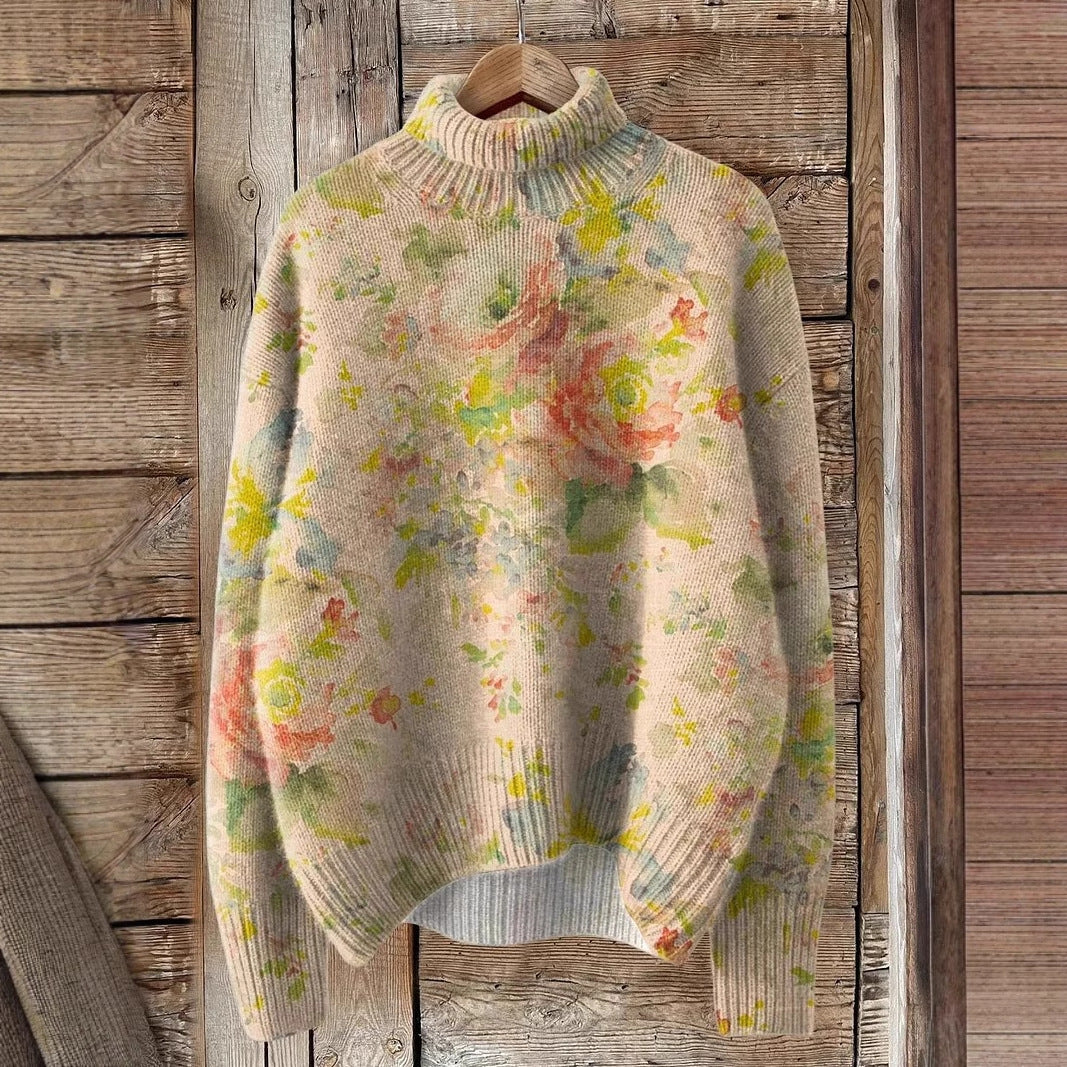 Women's New Floral Print Pullover Sweater