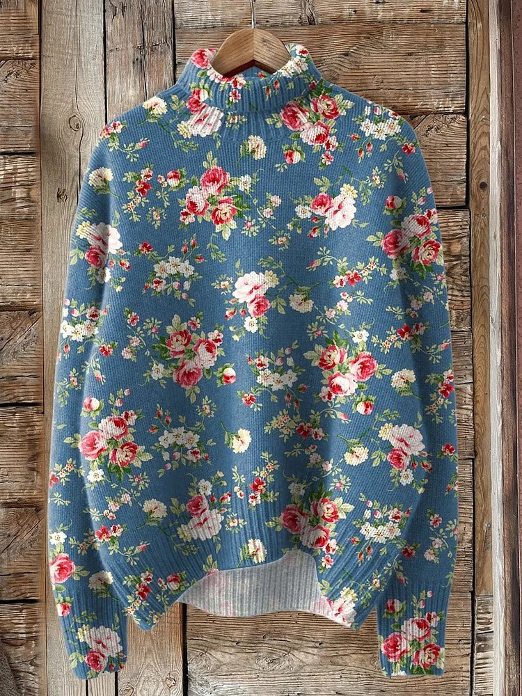 Women's New Floral Print Pullover Sweater