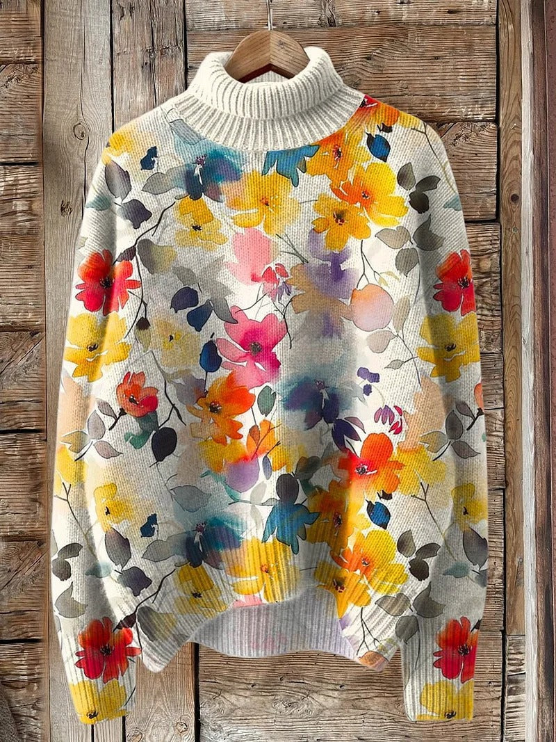 Women's New Floral Print Pullover Sweater
