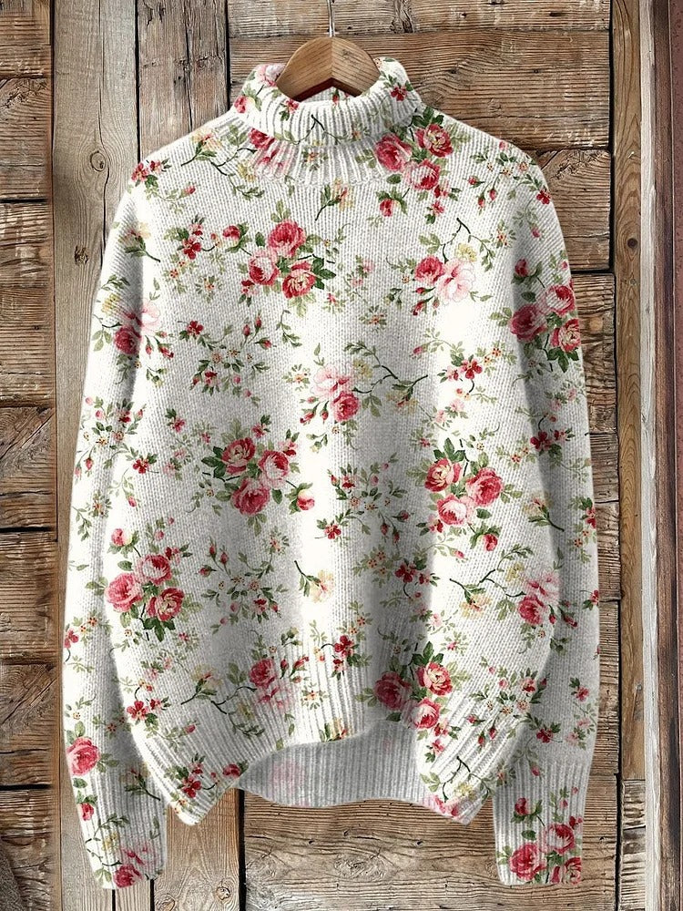 Women's New Floral Print Pullover Sweater