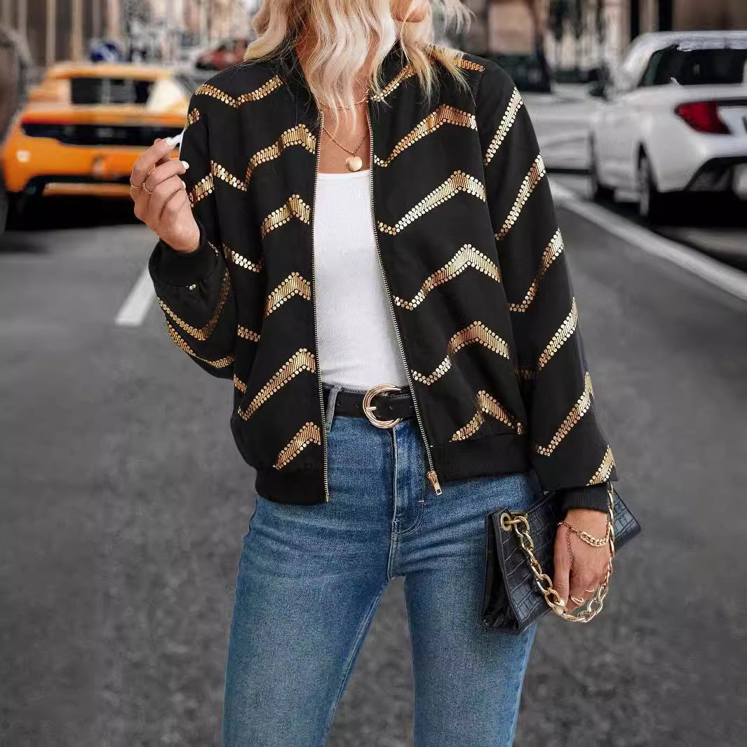 Women's Spring Zigzag Gold-printed Jacket